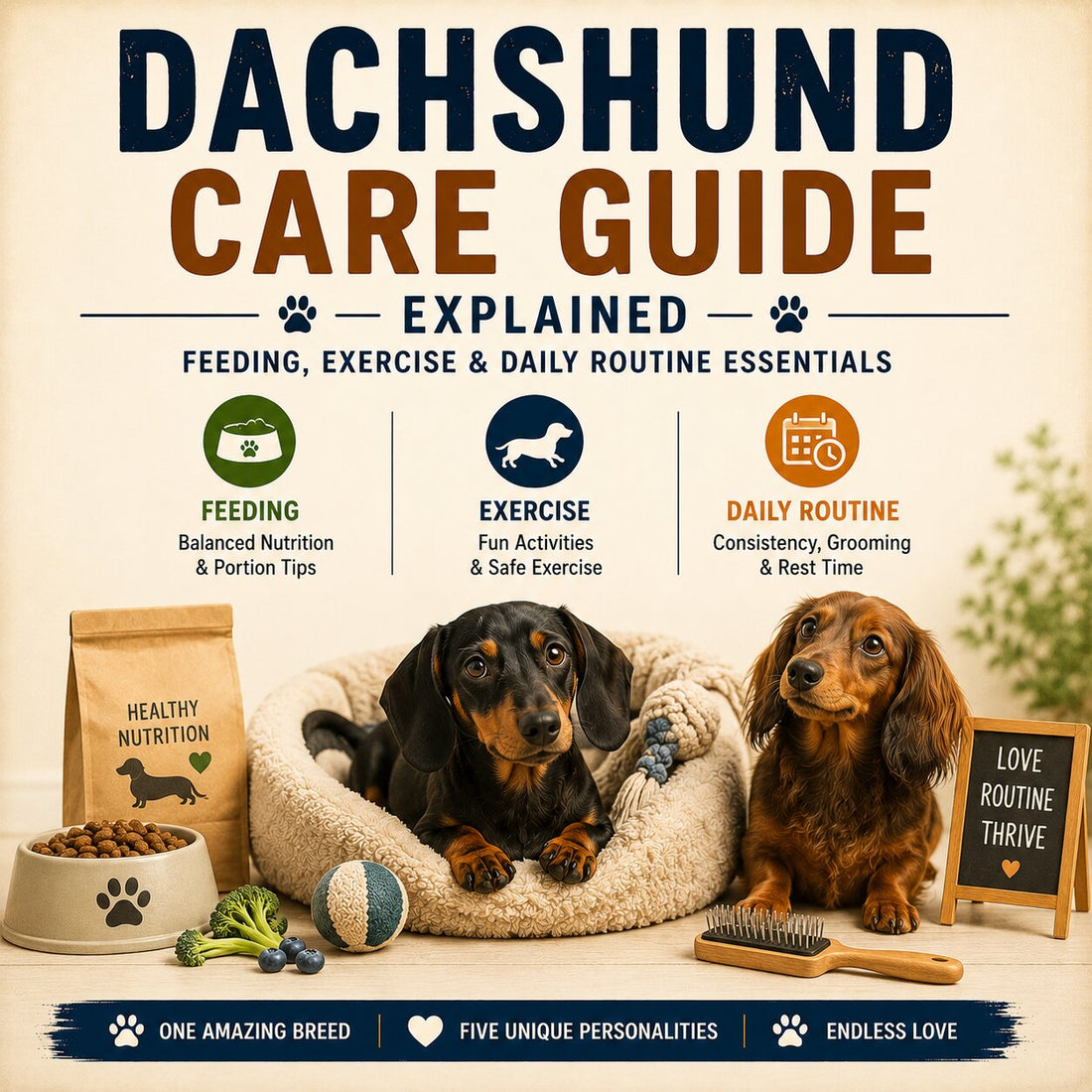 🐾 Dachshund Care Guide: Feeding, Exercise & Daily Routine Essentials