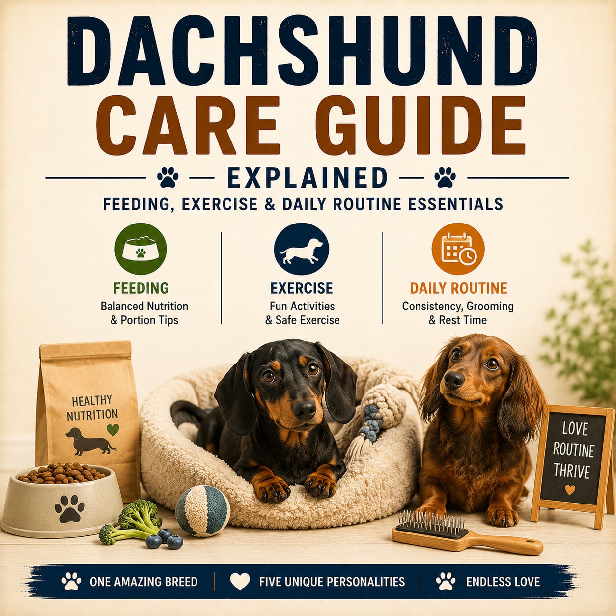 🐾 Dachshund Care Guide: Feeding, Exercise & Daily Routine Essentials