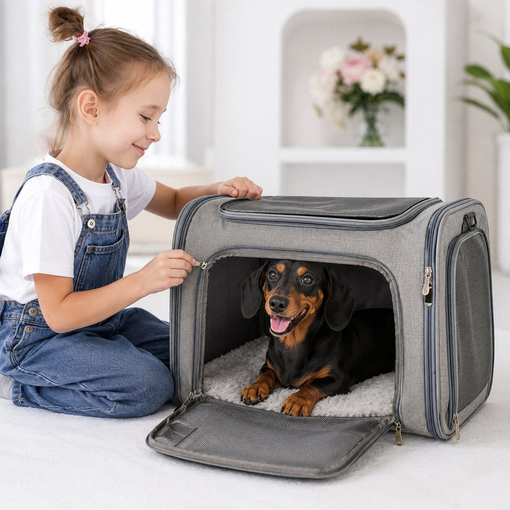 DachPack™ – Airline-Approved Travel Carrier for Dachshunds with Breathable Mesh & Foldable Design