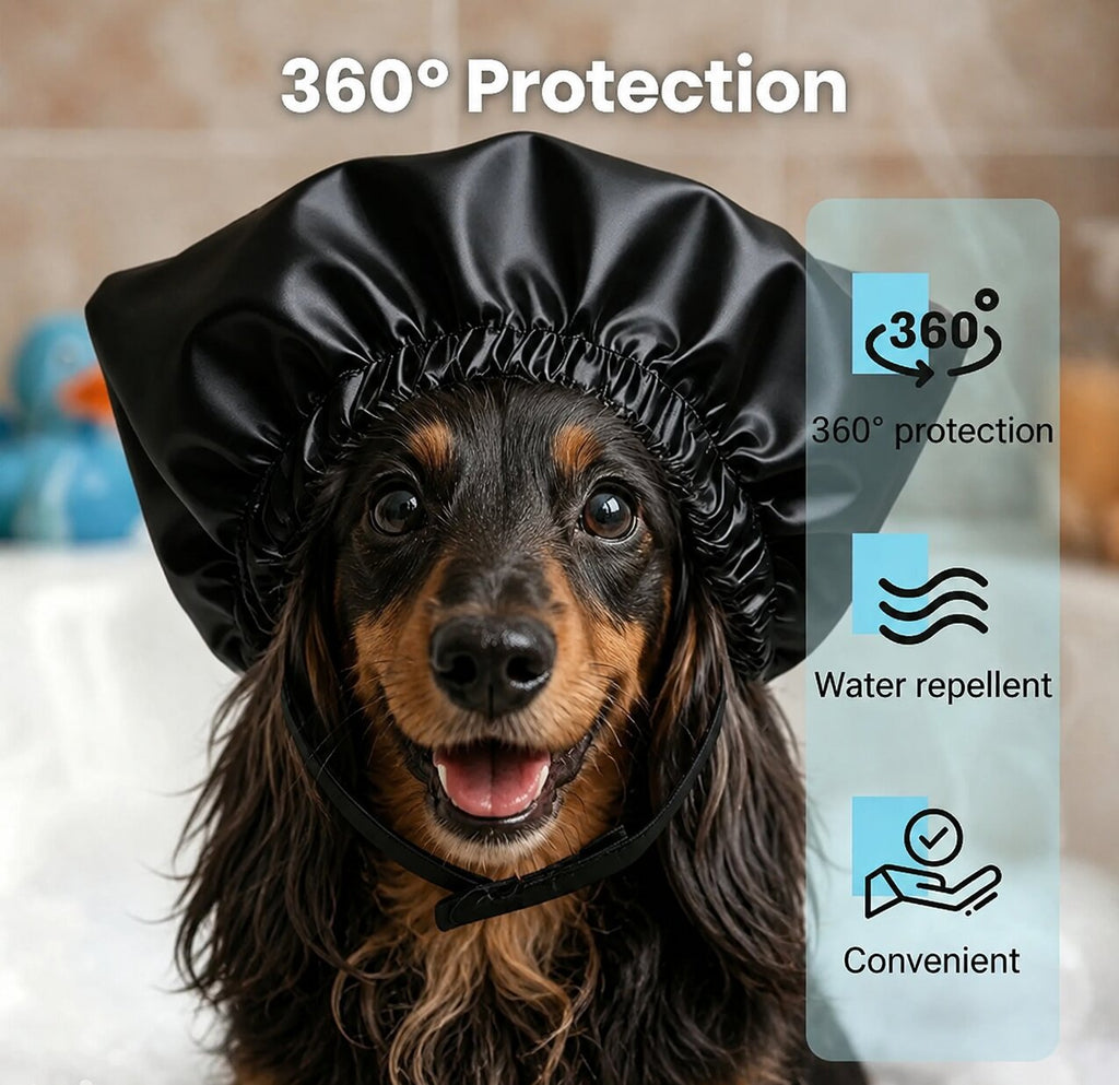 DryEars™ for Dachshunds – Waterproof Bath Cap for Stress-Free Grooming & Ear Protection