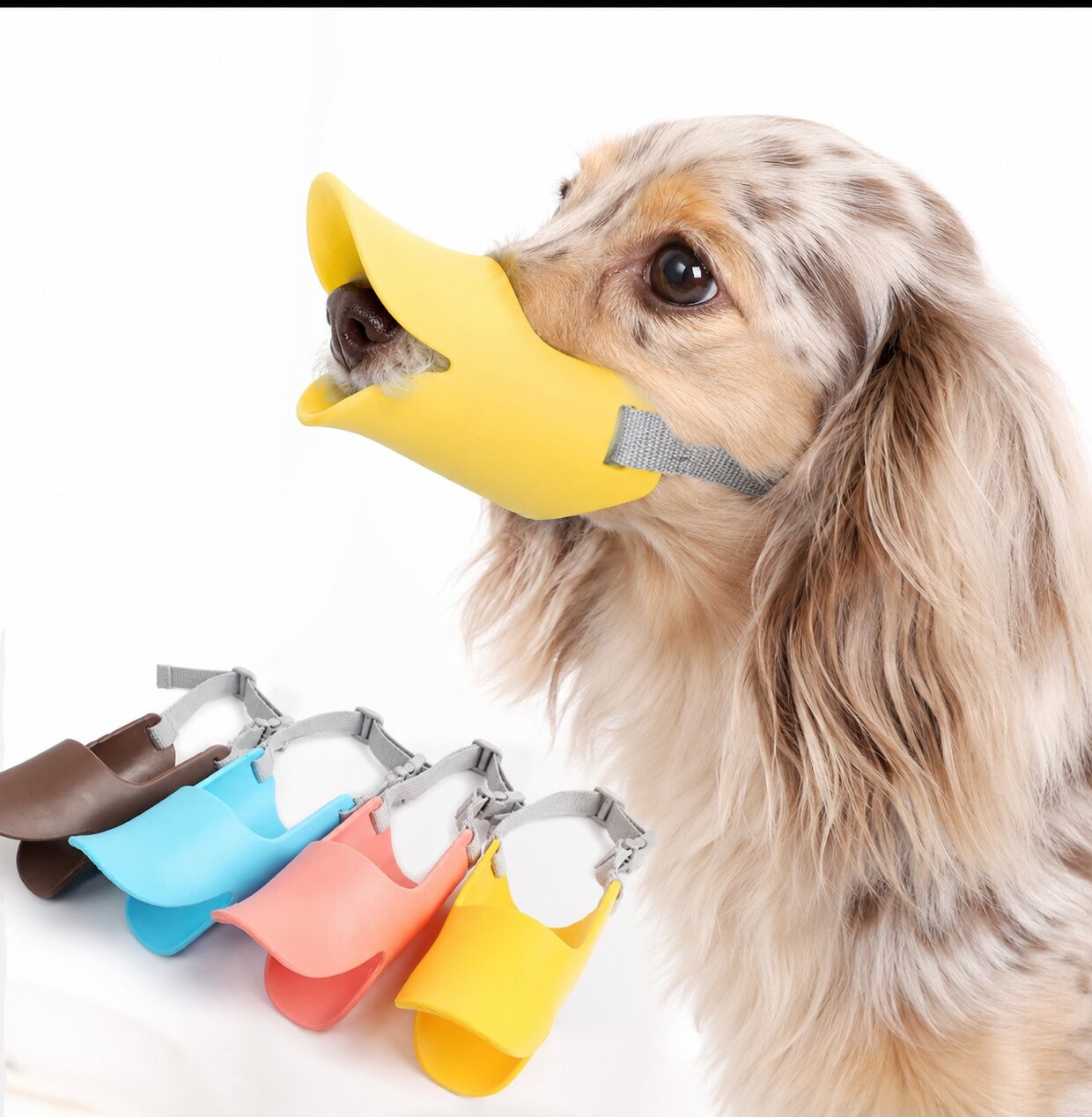 Duck Muzzle for Dachshunds – Adjustable Soft Silicone Anti-Bite & Anti-Barking Dog Muzzle