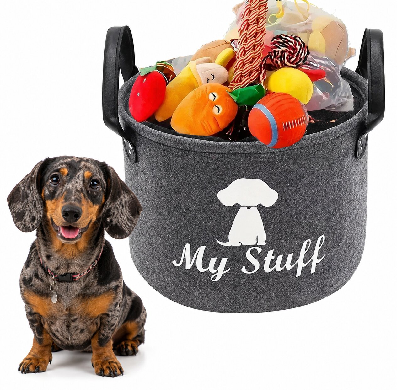 Dachshund Toy Storage Basket – Stylish Felt Organizer for Toys, Blankets & Everyday Essentials