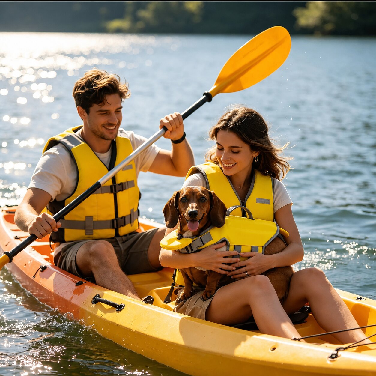 Premium Dog Life Jacket for Dachshunds – Adjustable High Buoyancy Swim Vest with Rescue Handle