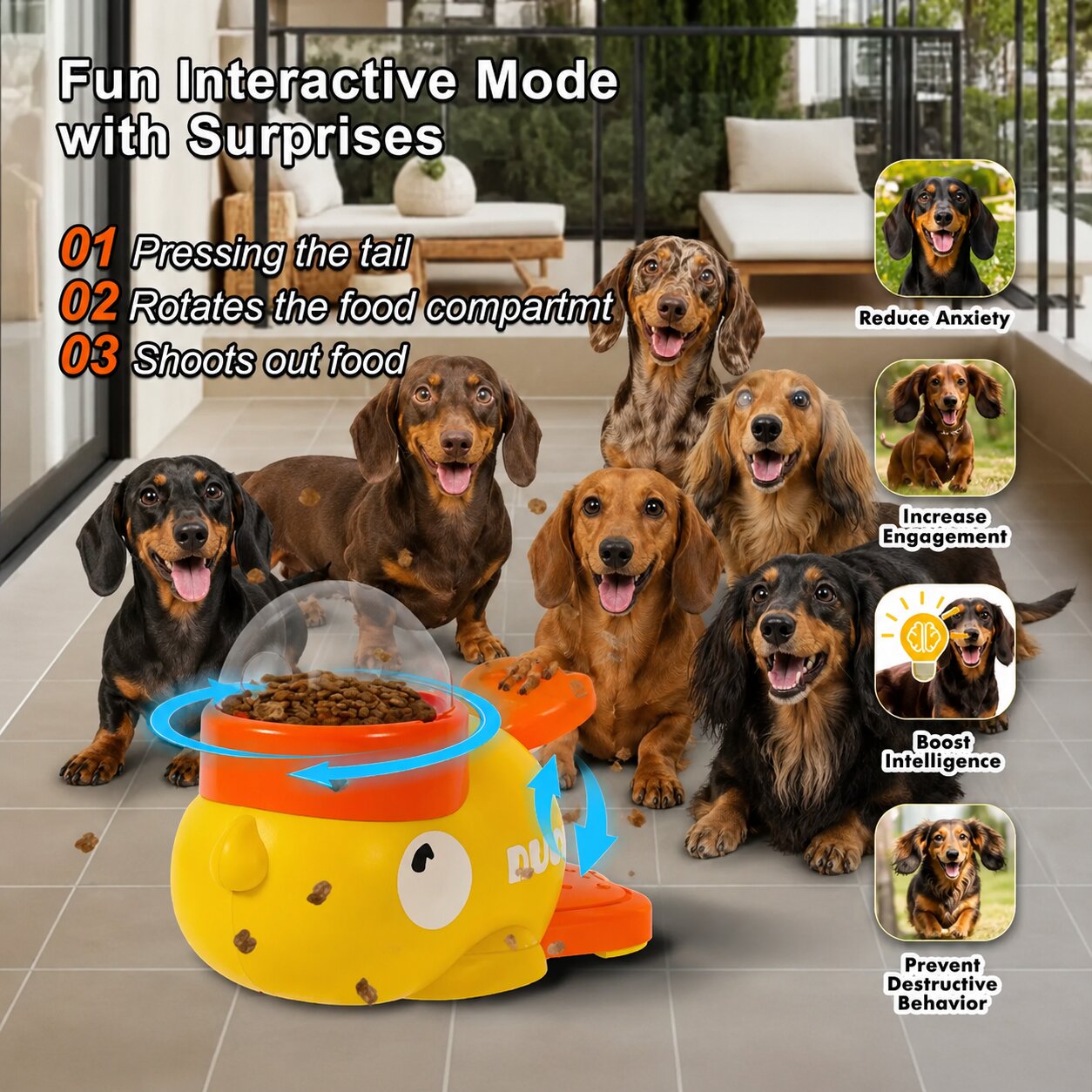 Duck Treat Dispenser Toy for Dachshunds – Interactive Puzzle Feeder for Mental Stimulation & Slow Feeding