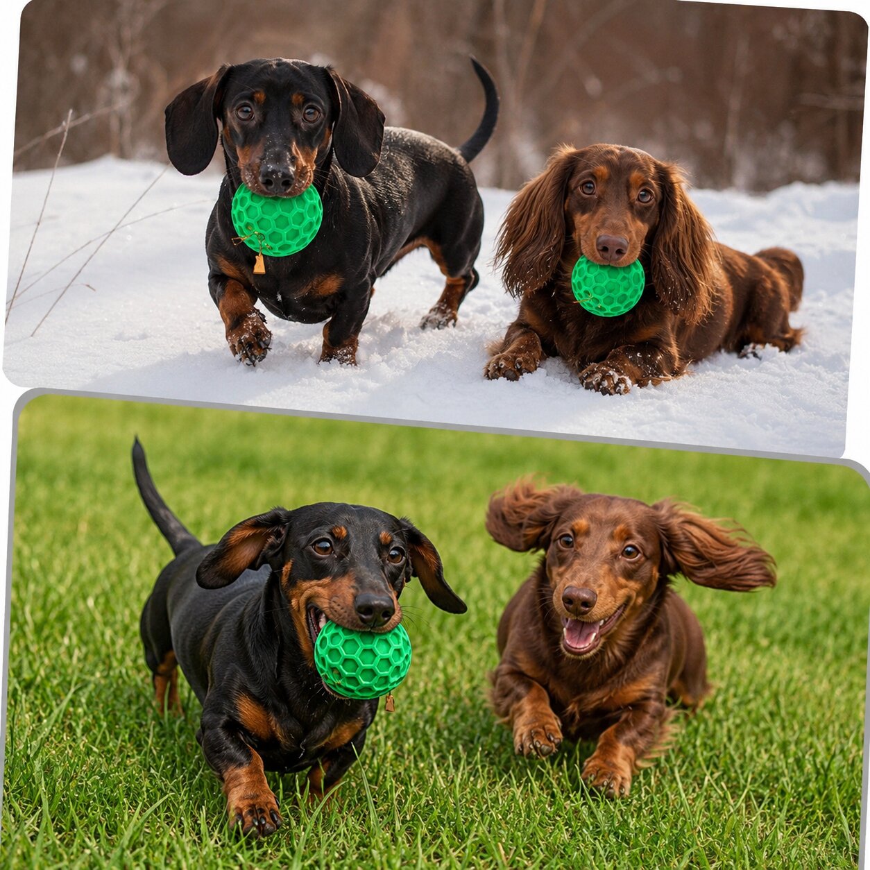 Beef Flavored Rubber Chew Ball for Dachshunds – Tough Squeaky Dog Toy for Dental Cleaning & Aggressive Chewers