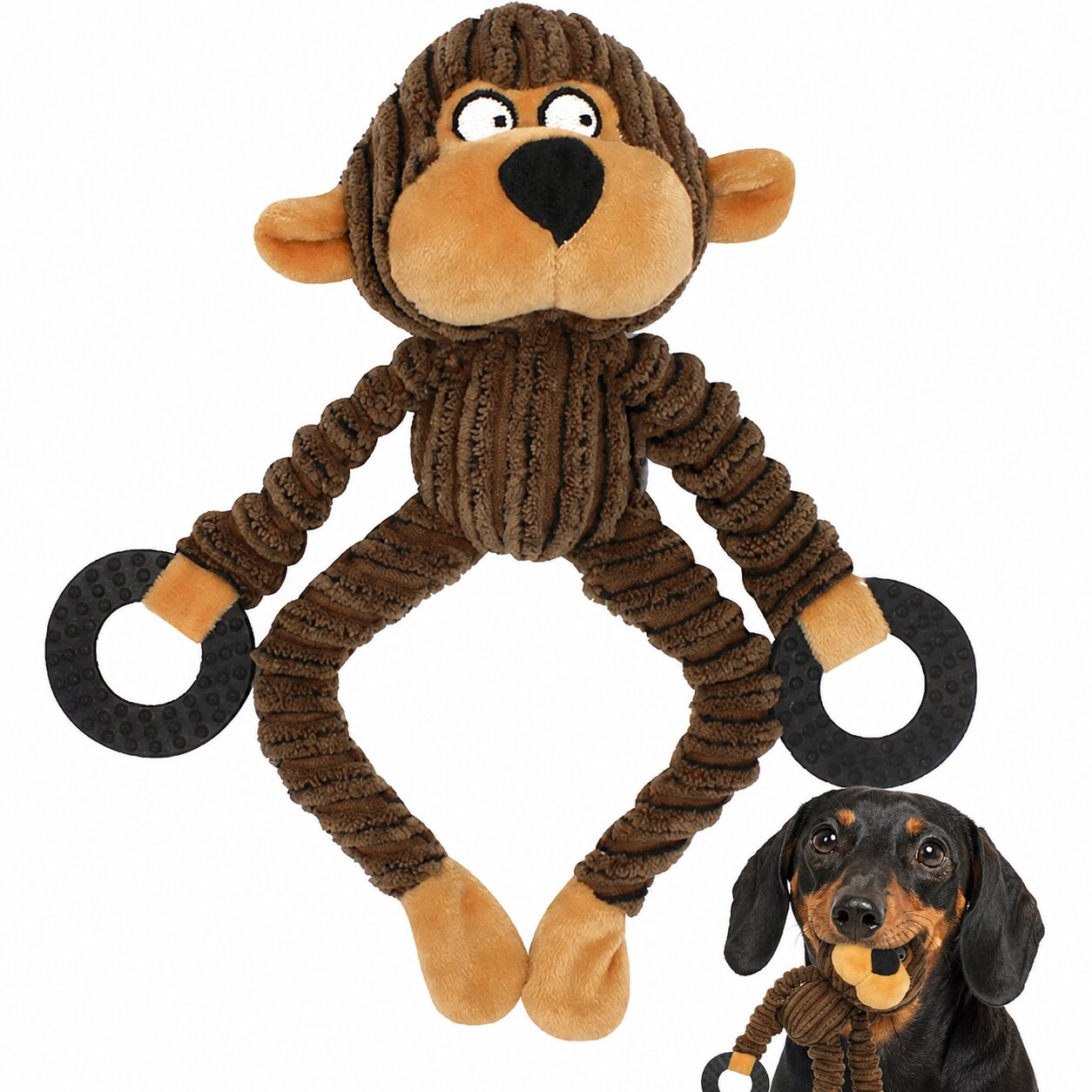 MonkeyPal™ for Dachshunds – Squeaky Plush Chew Toy for Puppies & Interactive Play