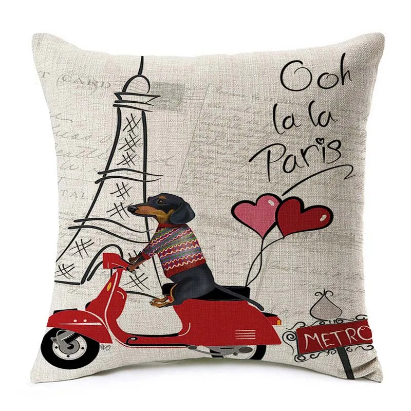 Federa Cuscino Bassotto in Dachshund Cotton & Linen Cushion Cover 45x45 cm – Decorative Throw Pillow Cover for Dachshund Loversotone e Lino 45x45 cm – Decorazione Elegante per Casa e Amanti dei Bassotti