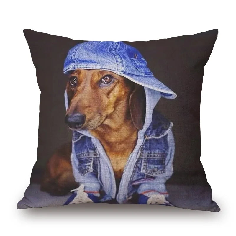 Federa Cuscino Bassotto in Dachshund Cotton & Linen Cushion Cover 45x45 cm – Decorative Throw Pillow Cover for Dachshund Loversotone e Lino 45x45 cm – Decorazione Elegante per Casa e Amanti dei Bassotti