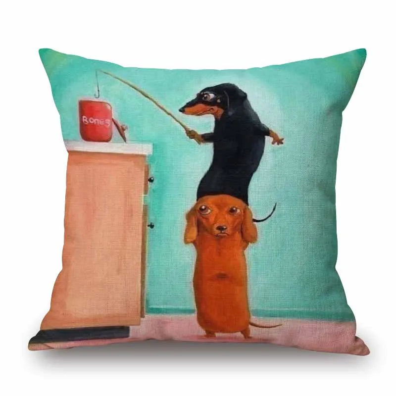 Federa Cuscino Bassotto in Dachshund Cotton & Linen Cushion Cover 45x45 cm – Decorative Throw Pillow Cover for Dachshund Loversotone e Lino 45x45 cm – Decorazione Elegante per Casa e Amanti dei Bassotti