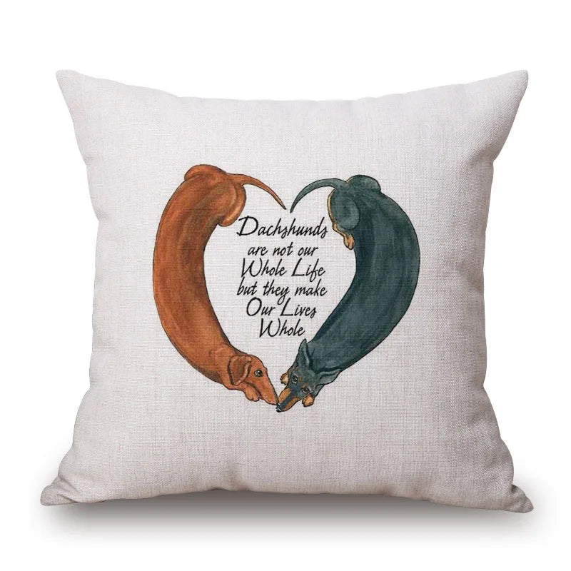 Federa Cuscino Bassotto in Dachshund Cotton & Linen Cushion Cover 45x45 cm – Decorative Throw Pillow Cover for Dachshund Loversotone e Lino 45x45 cm – Decorazione Elegante per Casa e Amanti dei Bassotti