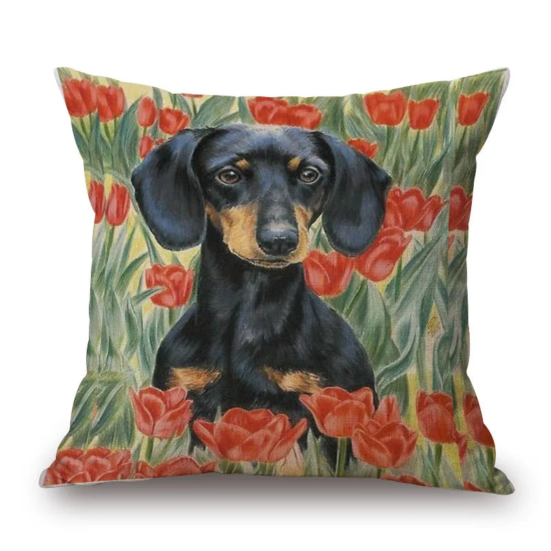 Federa Cuscino Bassotto in Dachshund Cotton & Linen Cushion Cover 45x45 cm – Decorative Throw Pillow Cover for Dachshund Loversotone e Lino 45x45 cm – Decorazione Elegante per Casa e Amanti dei Bassotti