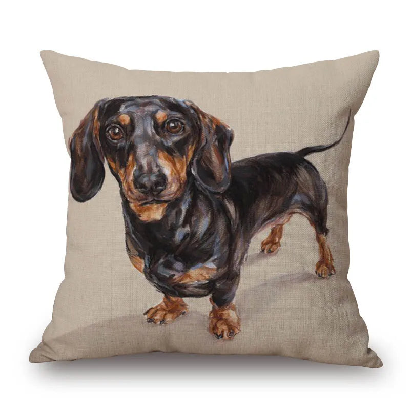 Federa Cuscino Bassotto in Dachshund Cotton & Linen Cushion Cover 45x45 cm – Decorative Throw Pillow Cover for Dachshund Loversotone e Lino 45x45 cm – Decorazione Elegante per Casa e Amanti dei Bassotti
