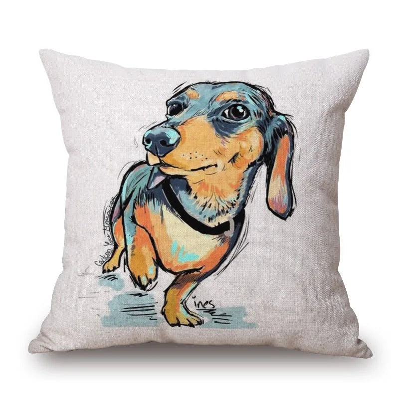 Federa Cuscino Bassotto in Dachshund Cotton & Linen Cushion Cover 45x45 cm – Decorative Throw Pillow Cover for Dachshund Loversotone e Lino 45x45 cm – Decorazione Elegante per Casa e Amanti dei Bassotti
