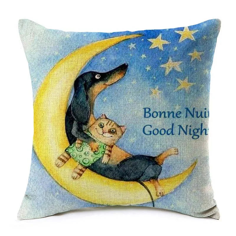 Federa Cuscino Bassotto in Dachshund Cotton & Linen Cushion Cover 45x45 cm – Decorative Throw Pillow Cover for Dachshund Loversotone e Lino 45x45 cm – Decorazione Elegante per Casa e Amanti dei Bassotti