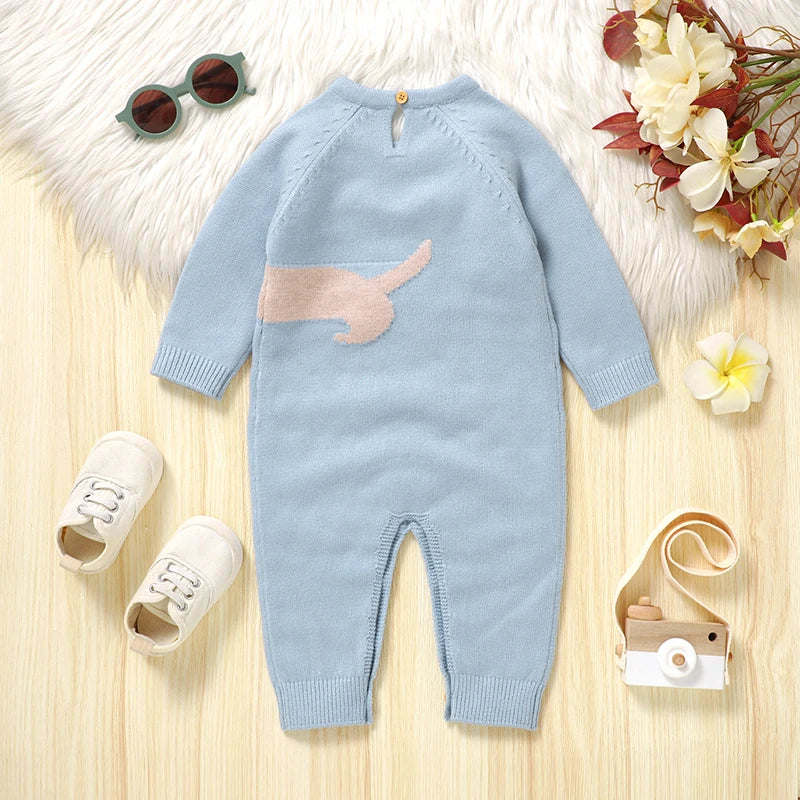 Dachshund Baby Romper – Soft Knitted Long Sleeve Outfit for Little Sausage Dog Lovers