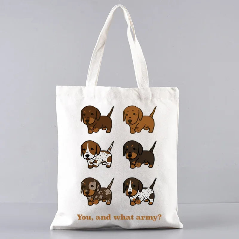 Dachshund Canvas Tote Bag Set – Large Capacity Shoulder Bags for Dog Lovers