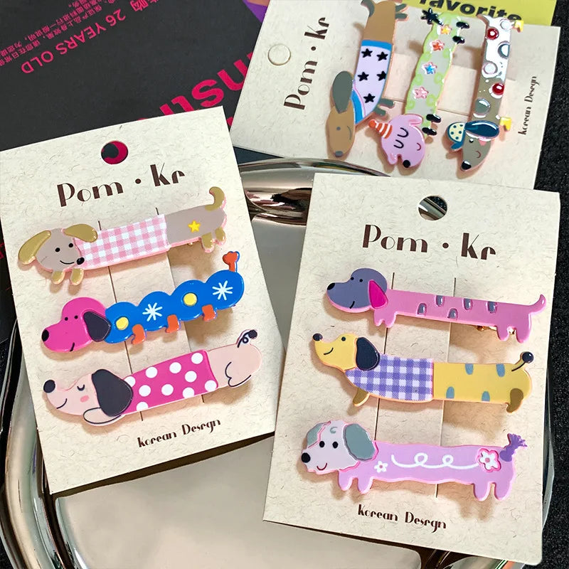 Dachshund Hair Clips Set – 3 Cute Sausage Dog Barrettes for Girls & Dachshund Lovers