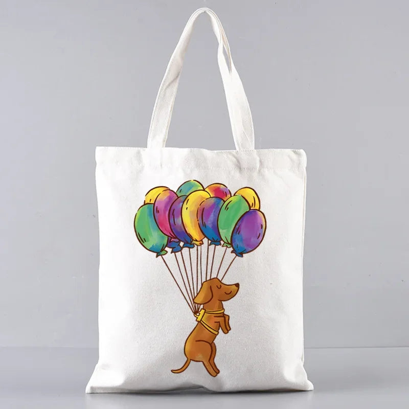 Dachshund Canvas Tote Bag Set – Large Capacity Shoulder Bags for Dog Lovers