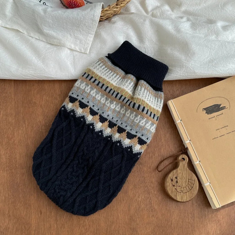 Cozy Winter Dachshund Sweater – Warm High-Neck Knit Jumper for Small Dogs