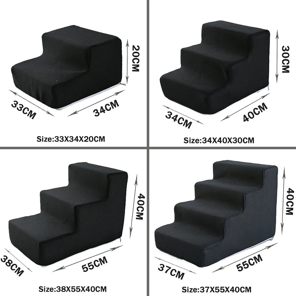 Orthopedic Dog Stairs for Dachshunds – Soft Foam Pet Steps for Bed & Couch (2, 3 & 4 Steps)