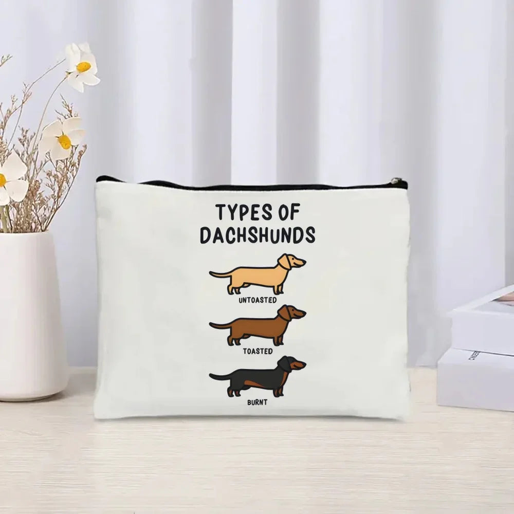 Dachshund Canvas Tote Bag Set – Large Capacity Shoulder Bags for Dog Lovers