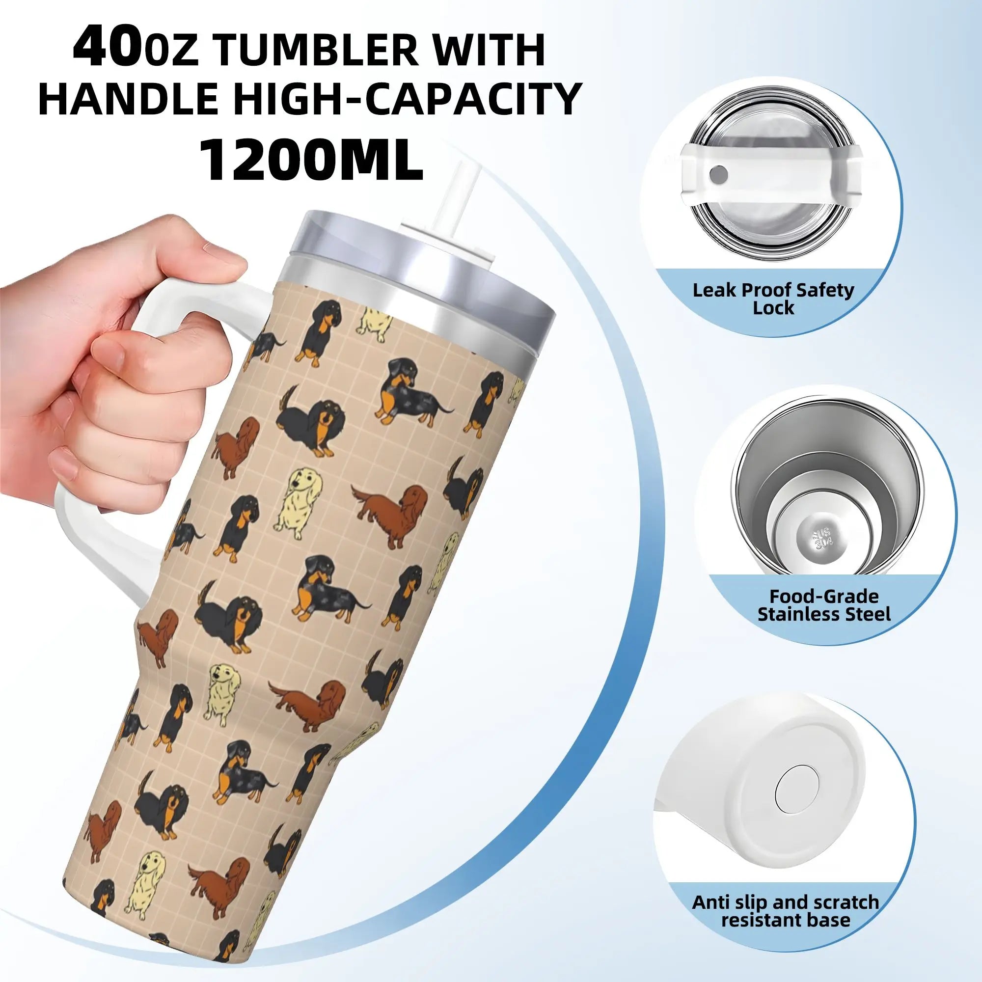 Dachshund Lover Stainless Steel Travel Tumbler – Insulated Leakproof Mug for Coffee, Tea & Daily Adventures