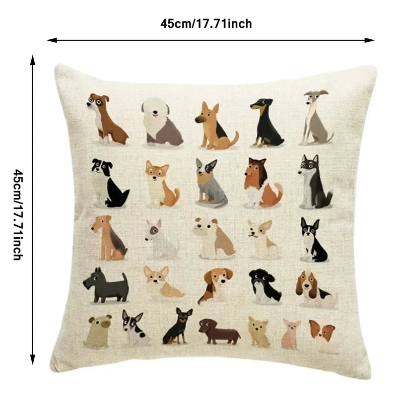 Creative Cute Dog Pillowcase Decorative Animal Cushion Cover Cartoon Dachshund Throw Pillow Cover 45cmx45cm For Car Sofa Home