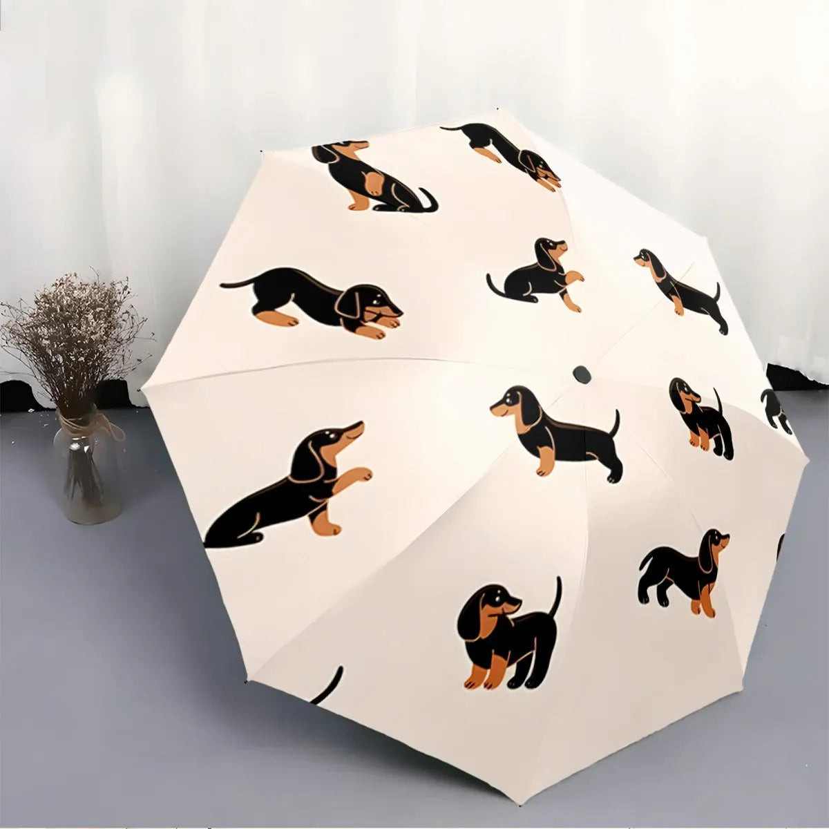 Dachshund Automatic Folding Umbrella – Windproof, UV Protection & Compact Travel Design
