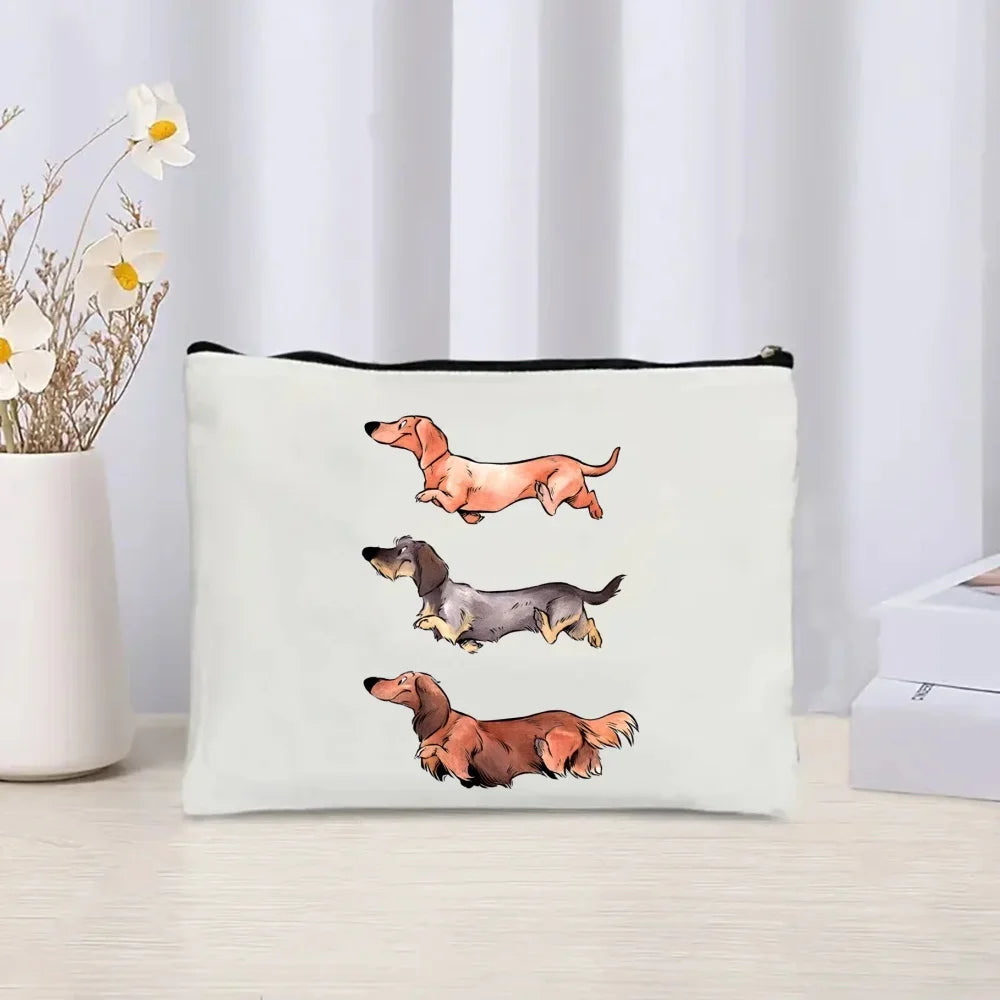 Dachshund Canvas Tote Bag Set – Large Capacity Shoulder Bags for Dog Lovers