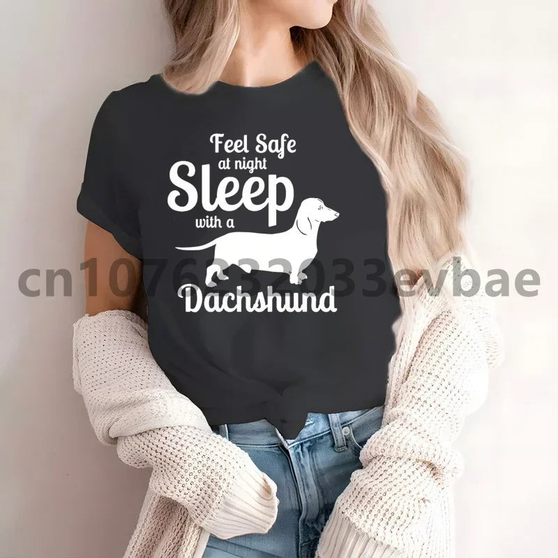 Cute Dachshund Graphic T-Shirt for Women | Soft Casual Tee for Sausage Dog Lovers