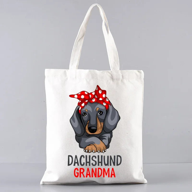 Dachshund Canvas Tote Bag Set – Large Capacity Shoulder Bags for Dog Lovers
