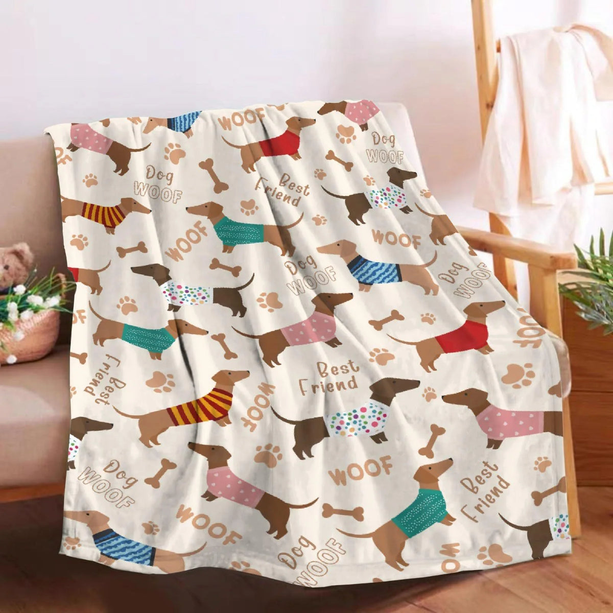 Dachshund Cuddle Blanket™ – Ultra-Soft Flannel Throw for Sausage Dog Lovers