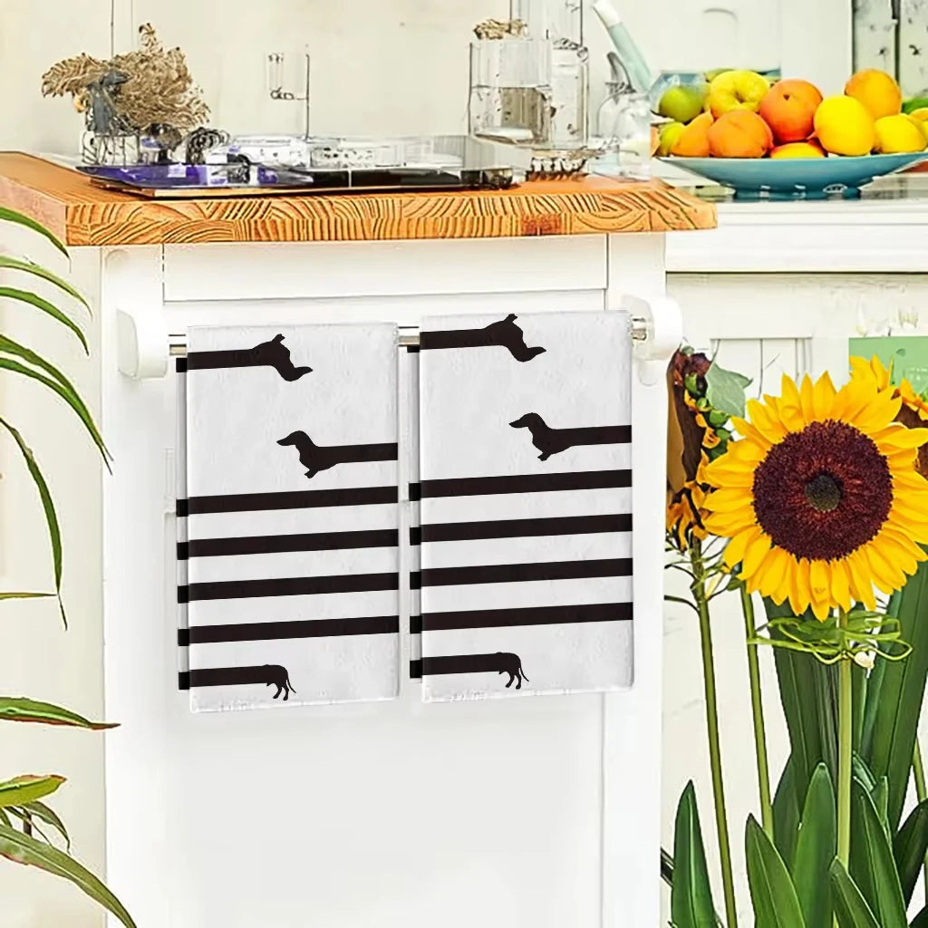Dachshund Kitchen Towel Set – Super Absorbent Tea Towels for Dachshund Lovers (2-Pack)
