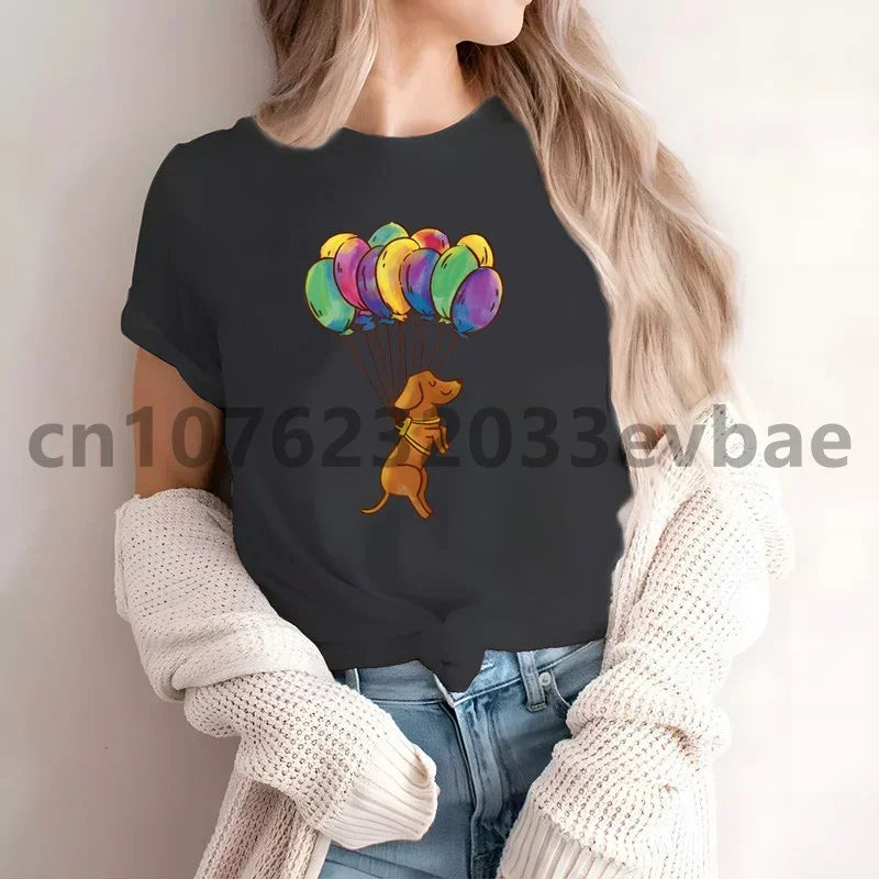 Cute Dachshund Graphic T-Shirt for Women | Soft Casual Tee for Sausage Dog Lovers
