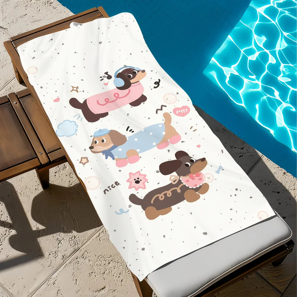Cute Dachshund Beach Towel – Soft Quick-Dry Pool, Travel & Summer Towel for Dachshund Lovers