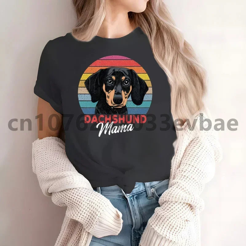 Cute Dachshund Graphic T-Shirt for Women | Soft Casual Tee for Sausage Dog Lovers