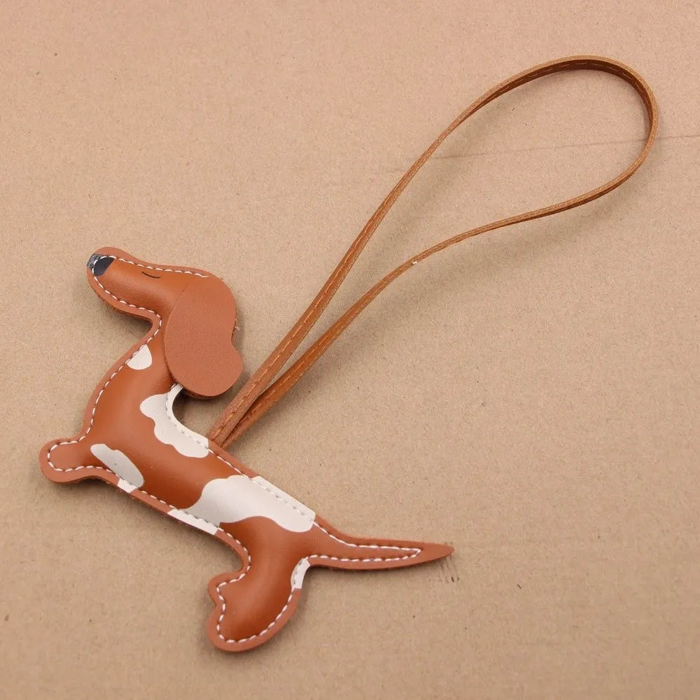 Dachshund Leather Keychain – Cute Sausage Dog Bag Charm & Key Ring