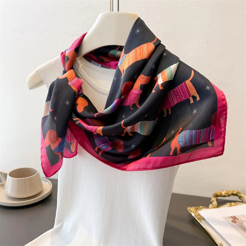 Doxie Chic™ Scarf | Elegant Dachshund Silk Scarf for Doxie Lovers