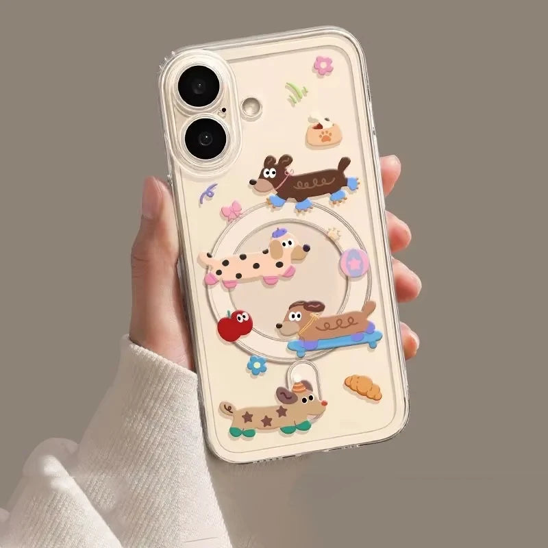 Kawaii Dachshund MagSafe iPhone Case – Cute Magnetic Protective Cover for Dachshund Lovers