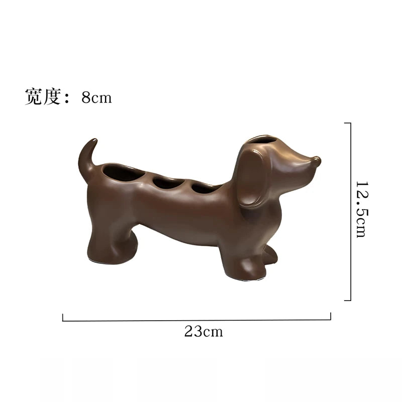 Dachshund Ceramic Toothbrush Holder – Cute Bathroom Organizer for Toothbrush & Toothpaste
