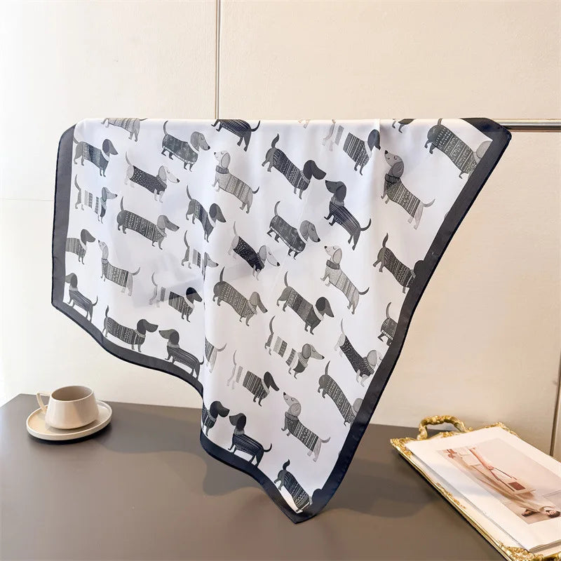 Doxie Chic™ Scarf | Elegant Dachshund Silk Scarf for Doxie Lovers
