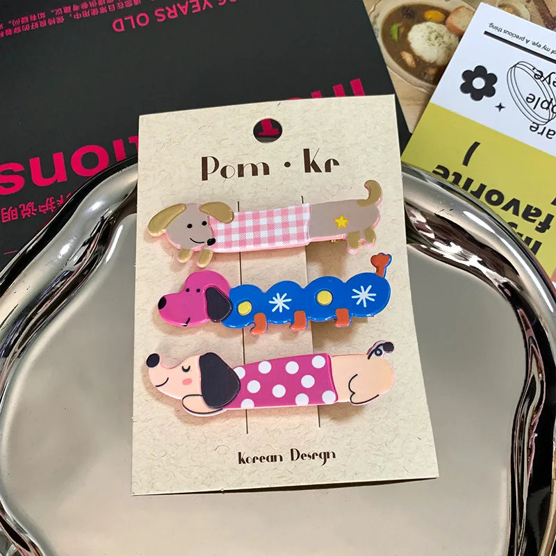 Dachshund Hair Clips Set – 3 Cute Sausage Dog Barrettes for Girls & Dachshund Lovers