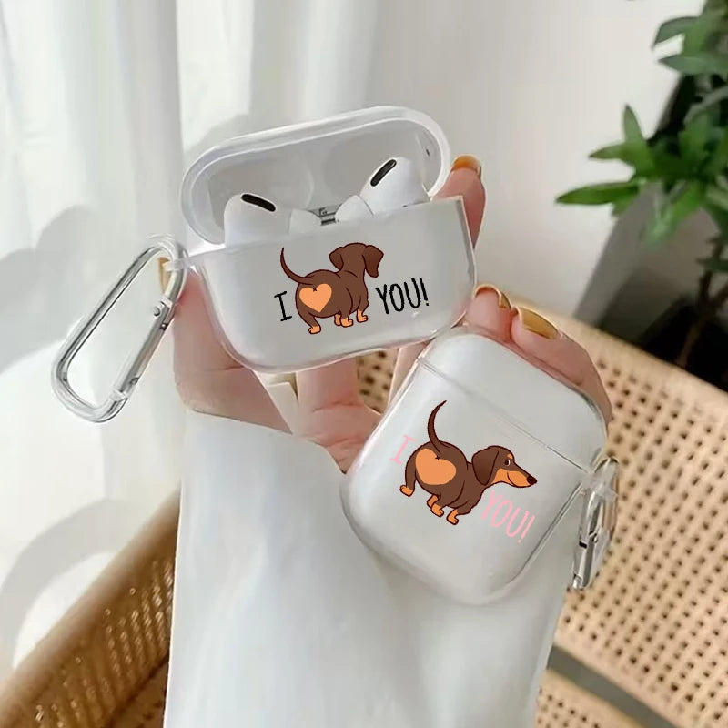 Cute Dachshund AirPods Case – Shockproof TPU Protective Cover for AirPods 1, 2, 3, 4, Pro & Pro 2