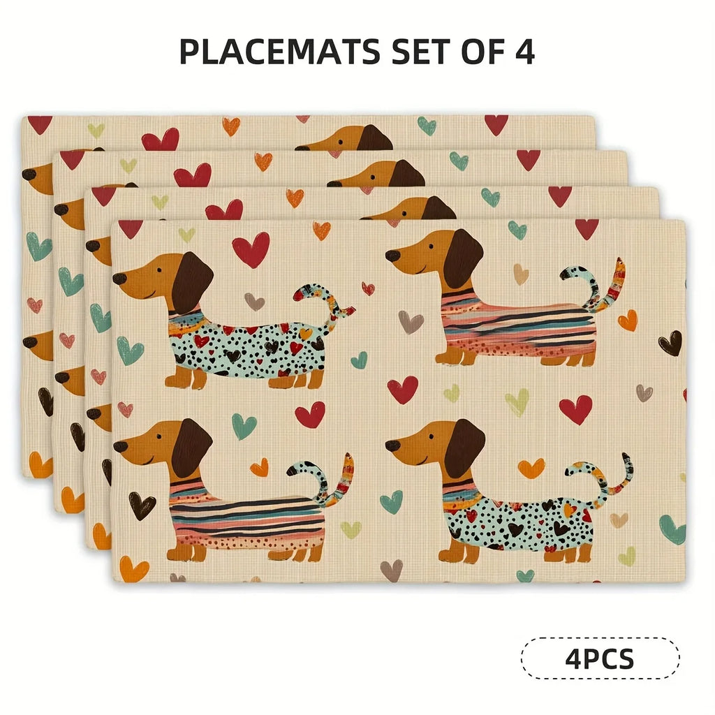 Dachshund Love Linen Placemat – Elegant Table Mat for Dog Lovers & Cozy Home Dining