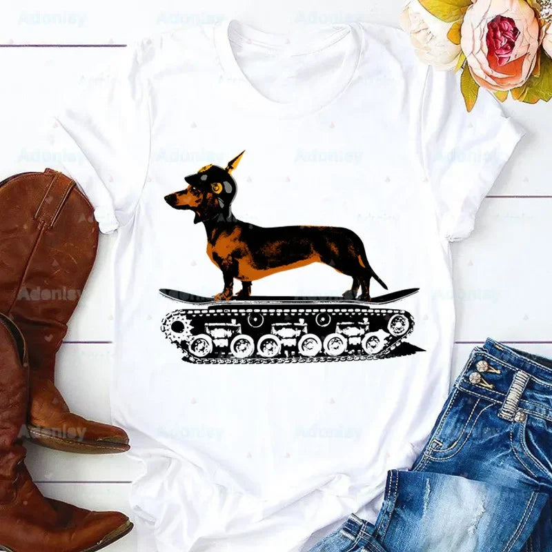 Funny Dachshund Graphic T-Shirt for Women | Soft Casual Tee for Dachshund Lovers
