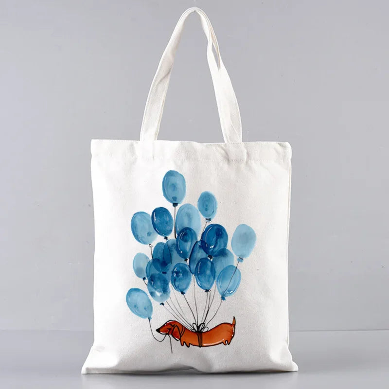 Dachshund Canvas Tote Bag Set – Large Capacity Shoulder Bags for Dog Lovers