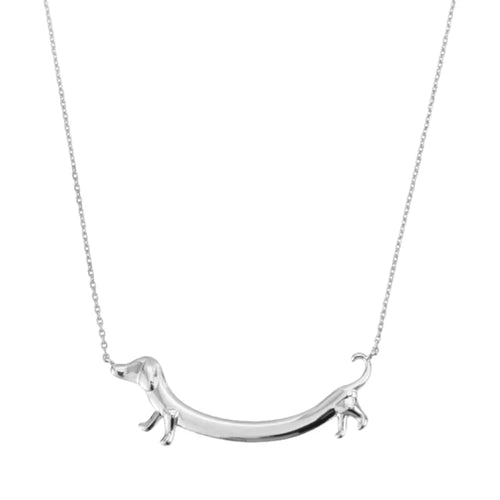 Adjustable Dachshund Pendant Necklace – Elegant Dog Lover Necklace in Gold or Silver