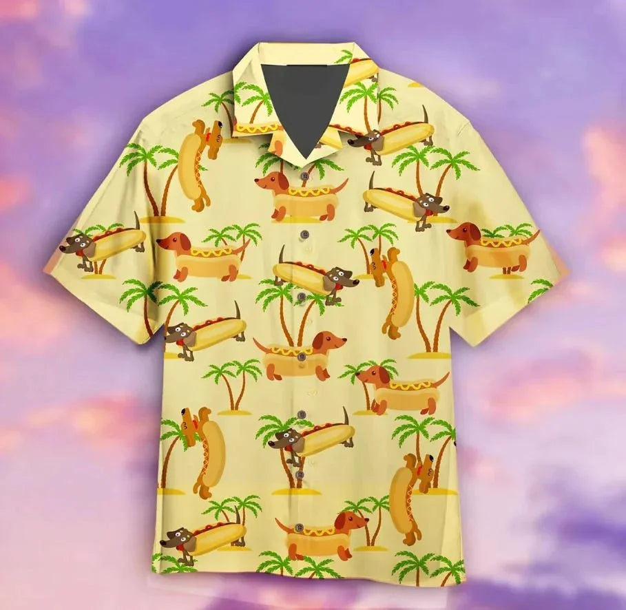 Dachshund Summer Button Shirt™ | Premium 3D Print Dog Lover Hawaiian Style Shirt