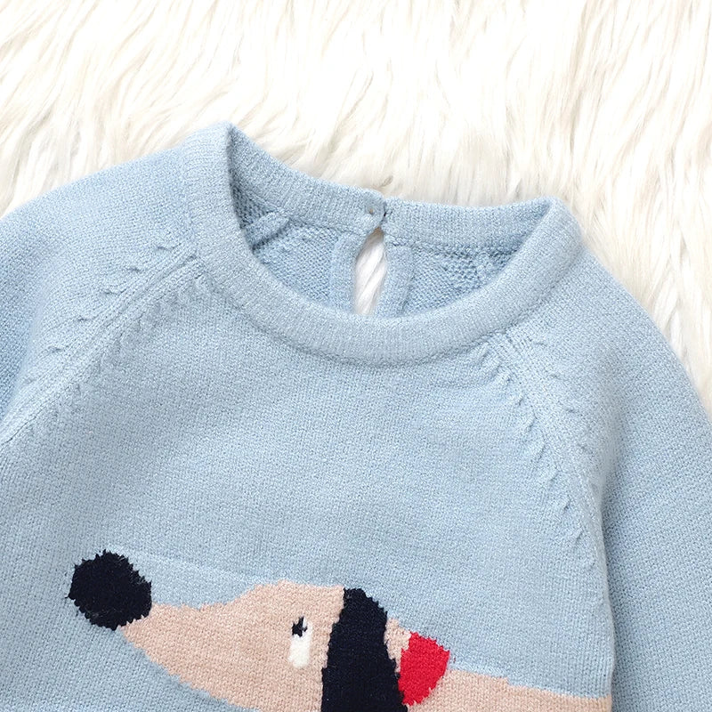 Dachshund Baby Romper – Soft Knitted Long Sleeve Outfit for Little Sausage Dog Lovers