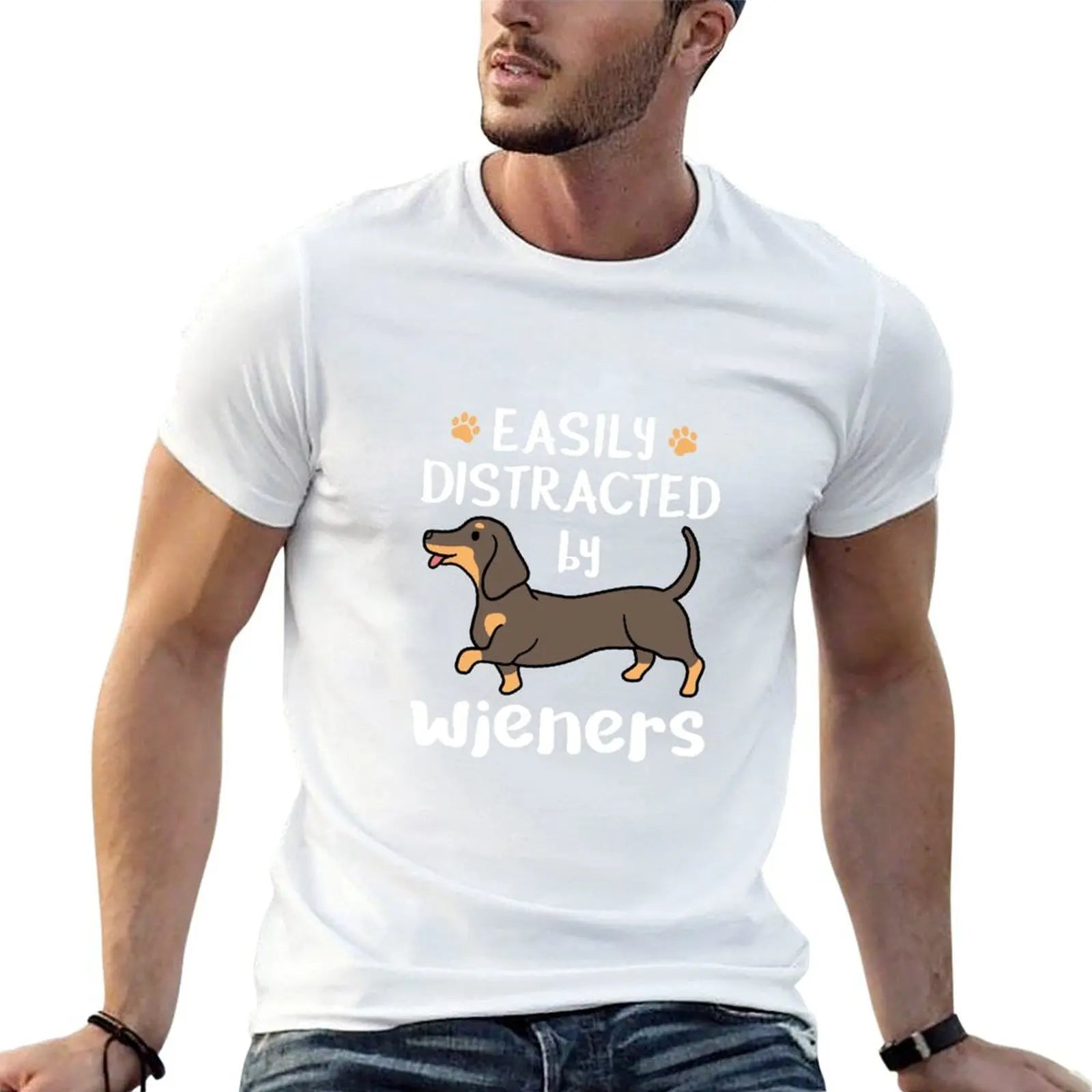 Easily Distracted by Dachshunds™ Premium Cotton T-Shirt